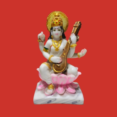 Soft Marble-Saraswati Maa Idol(7 inch)